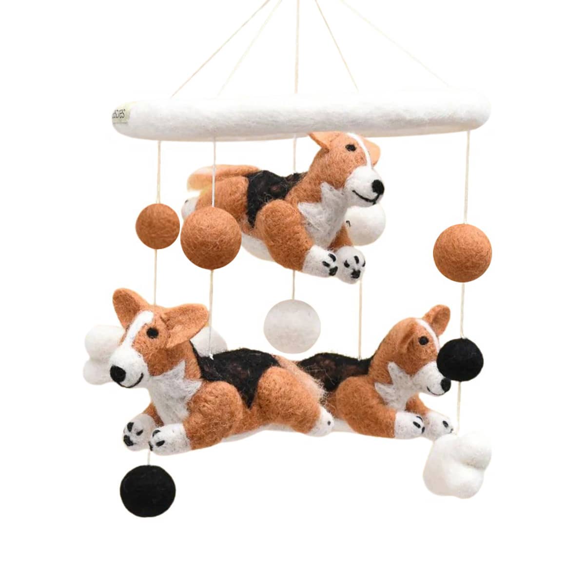 Tara Treasures Nursery Cot Mobile - Jumping Corgi Dogs