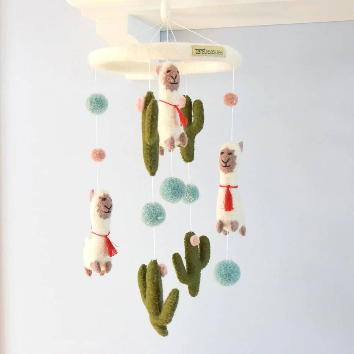Tara Treasures Nursery Cot Mobile - Llama + Cactus