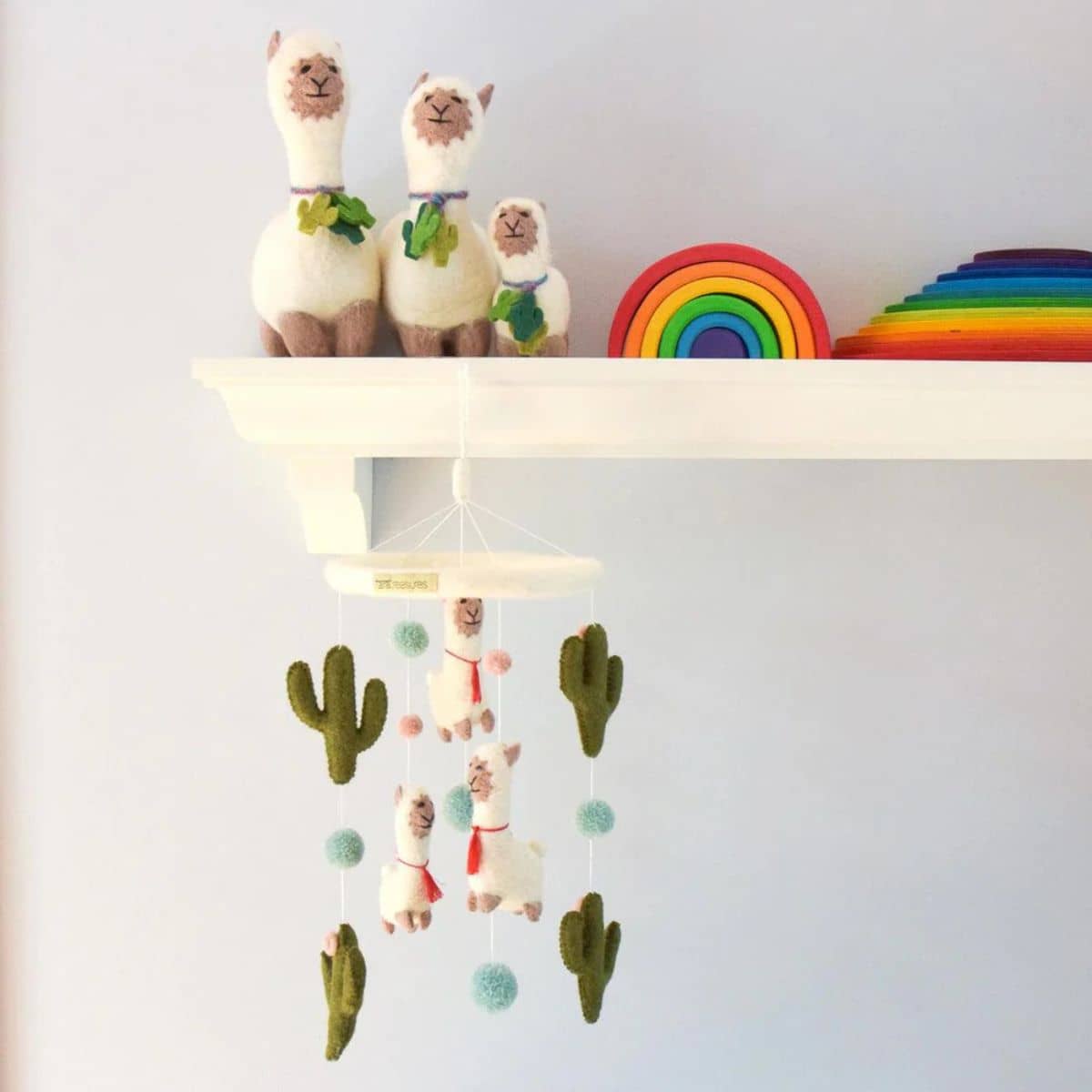 Tara Treasures Nursery Cot Mobile - Llama + Cactus