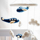 Tara Treasures Nursery Cot Mobile - Navy Blue Airplanes