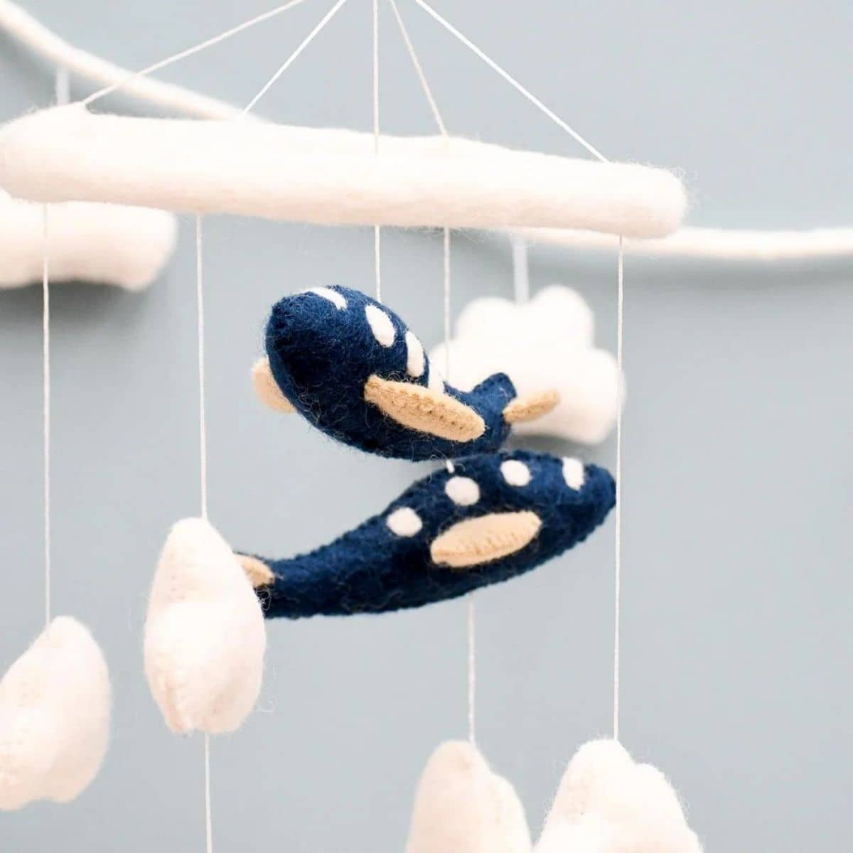 Tara Treasures Nursery Cot Mobile - Navy Blue Airplanes