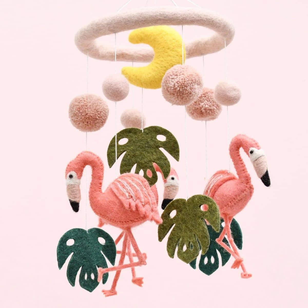 Tara Treasures Nursery Cot Mobile - Pink Flamingo Tiki