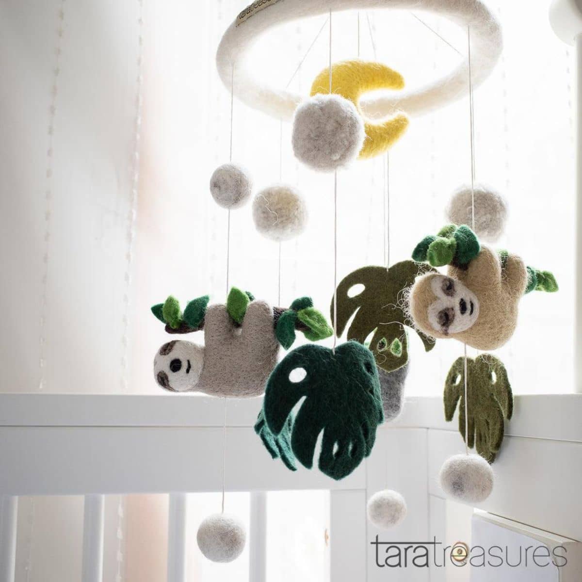 Tara Treasures Nursery Cot Mobile - Sloth Away