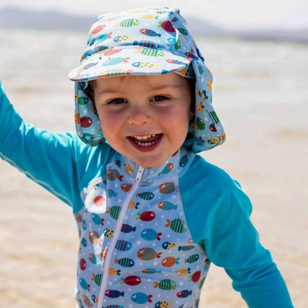 TicTasTogs Legionnaire Sun and Swim Cap - Fish Frenzy