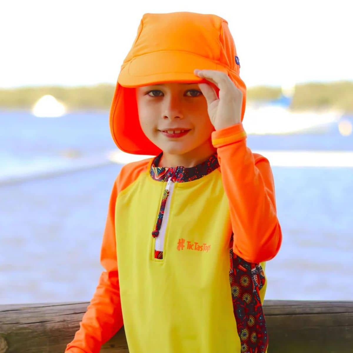 TicTasTogs Legionnaire Sun and Swim Cap - Neon Orange – babyshop