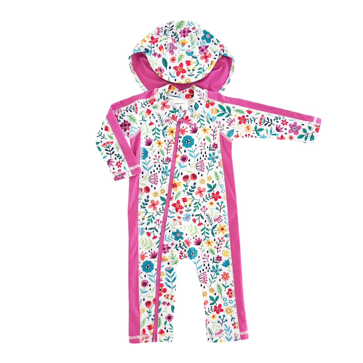 TicTasTogs Full Length Zip Sunsuit + Hat Set - Ditsy Daisy
