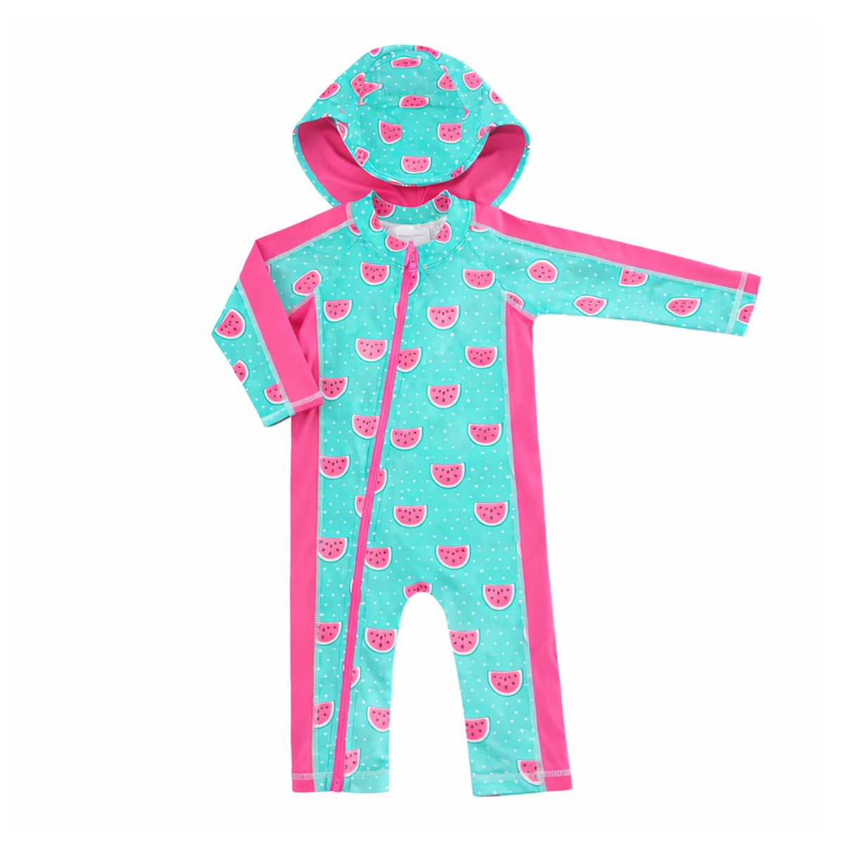 TicTasTogs Full Length Zip Sunsuit + Hat Set - Dotty Watermelon