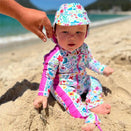 TicTasTogs Full Length Zip Sunsuit + Hat Set - Ditsy Daisy