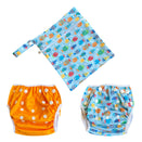 TicTasTogs Reusable Swim Nappy Set - Twin Pack + Wetbag - Fish Frenzy