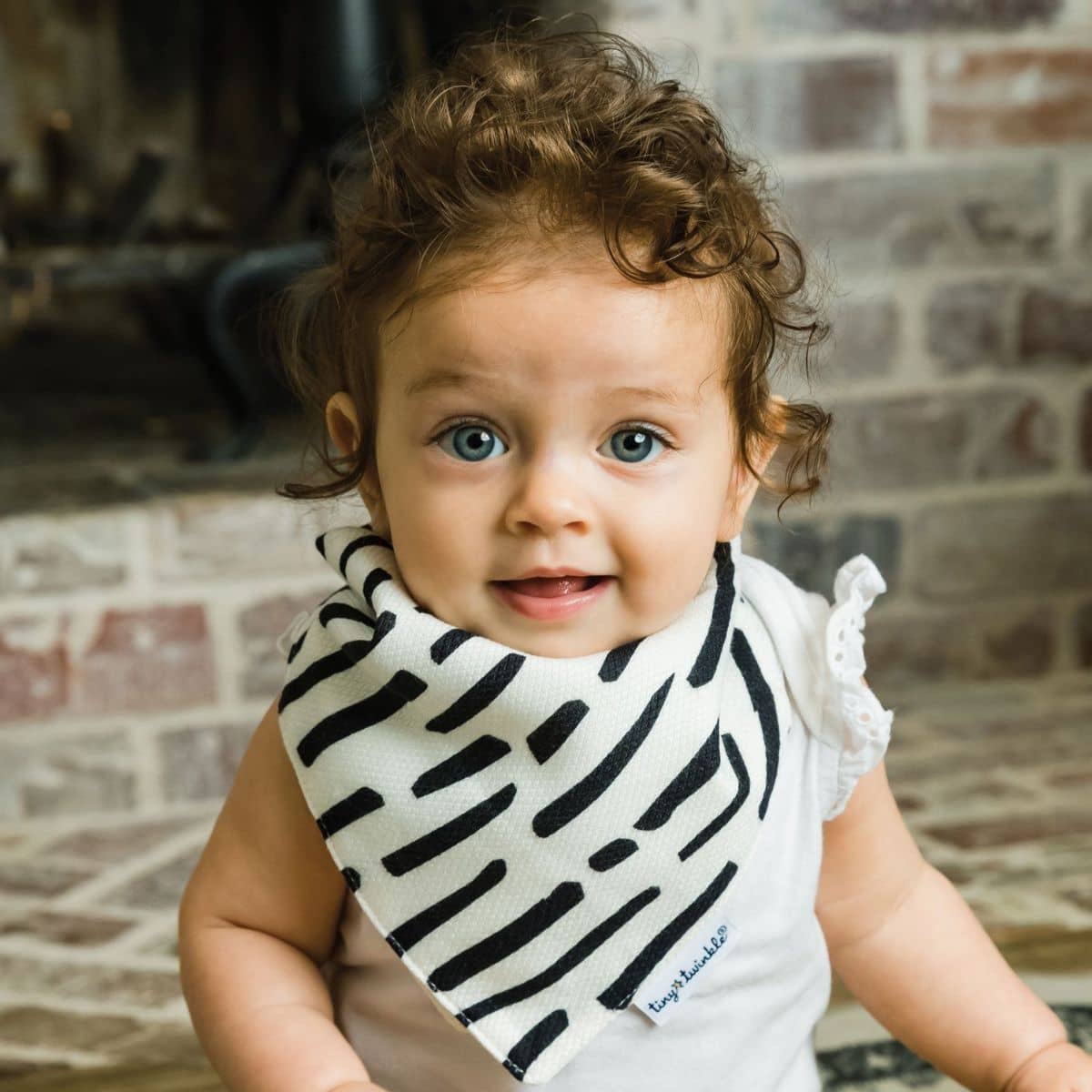 Tiny Twinkle Kaffle Bandana Bibs - Set of 2 - Black + White