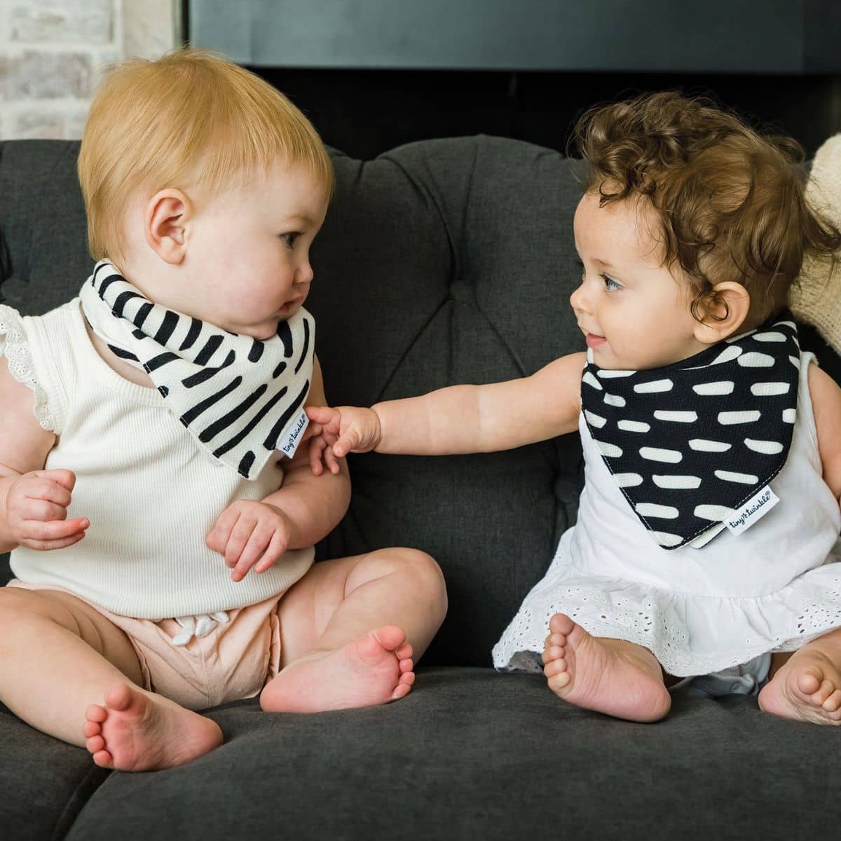 Tiny Twinkle Kaffle Bandana Bibs - Set of 2 - Black + White