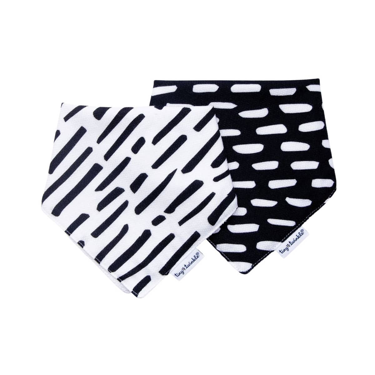 Tiny Twinkle Kaffle Bandana Bibs - Set of 2 - Black + White