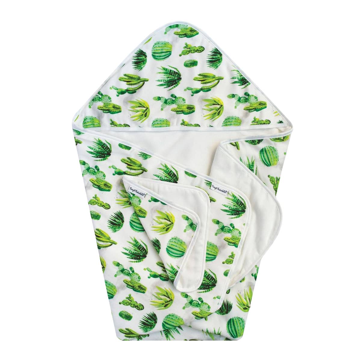 Tiny Twinkle Kaffle Hooded Towel + Washcloth Set - Cacti