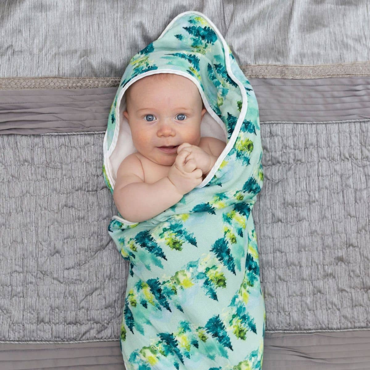 Tiny Twinkle Kaffle Hooded Towel + Washcloth Set - Forest