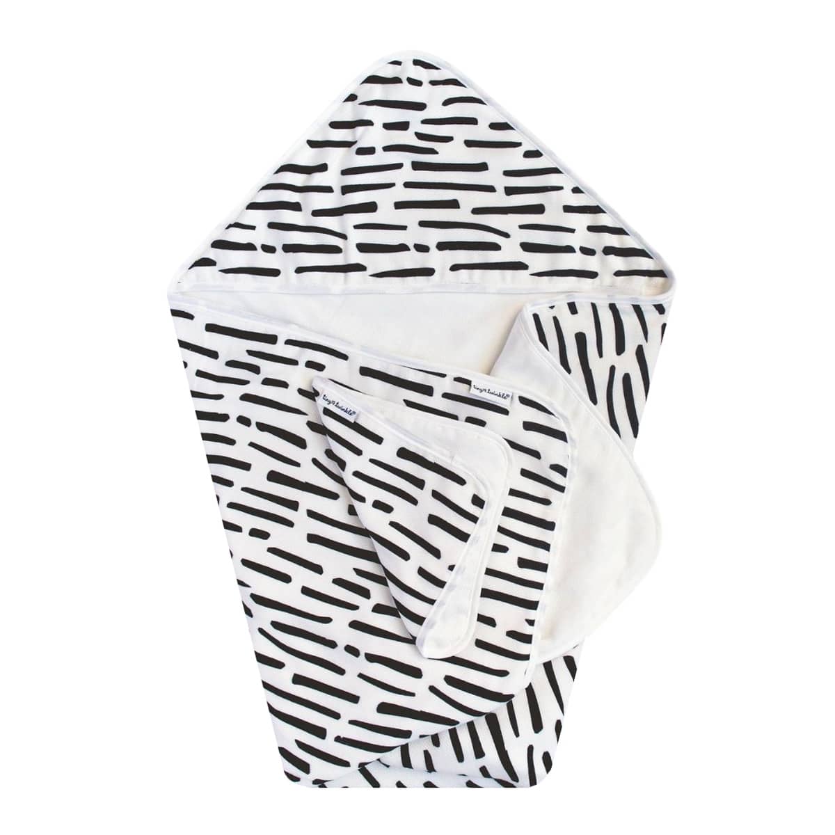 Tiny Twinkle Kaffle Hooded Towel + Washcloth Set - Ink Strokes