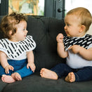Tiny Twinkle Kaffle Roundabout Bibs - Set of 2 - Black + White