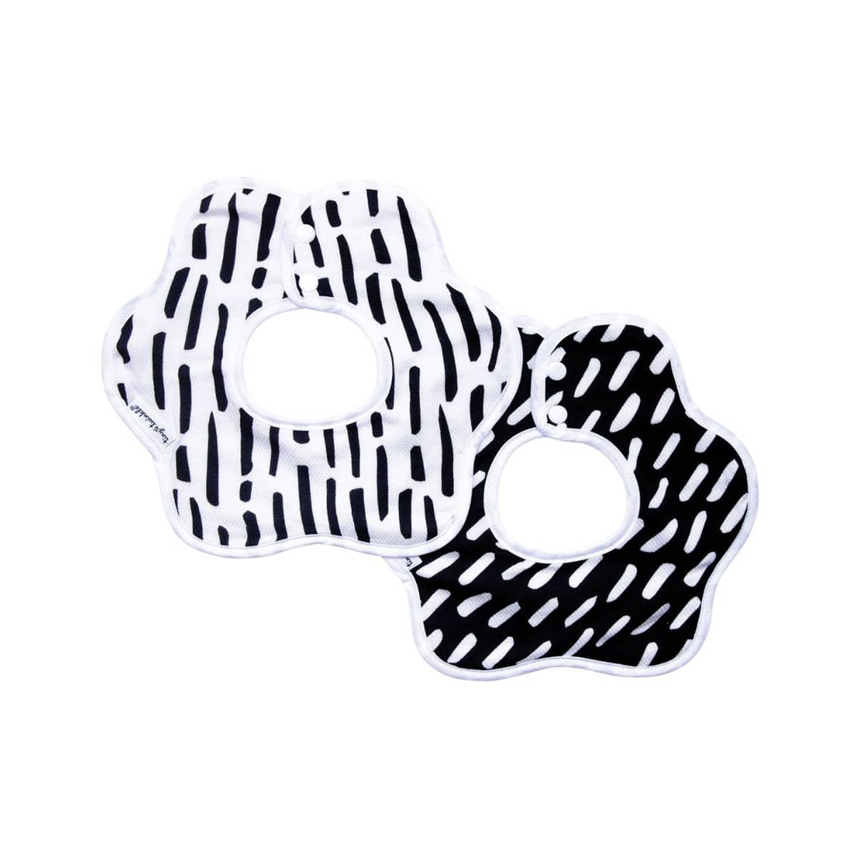 Tiny Twinkle Kaffle Roundabout Bibs - Set of 2 - Black + White