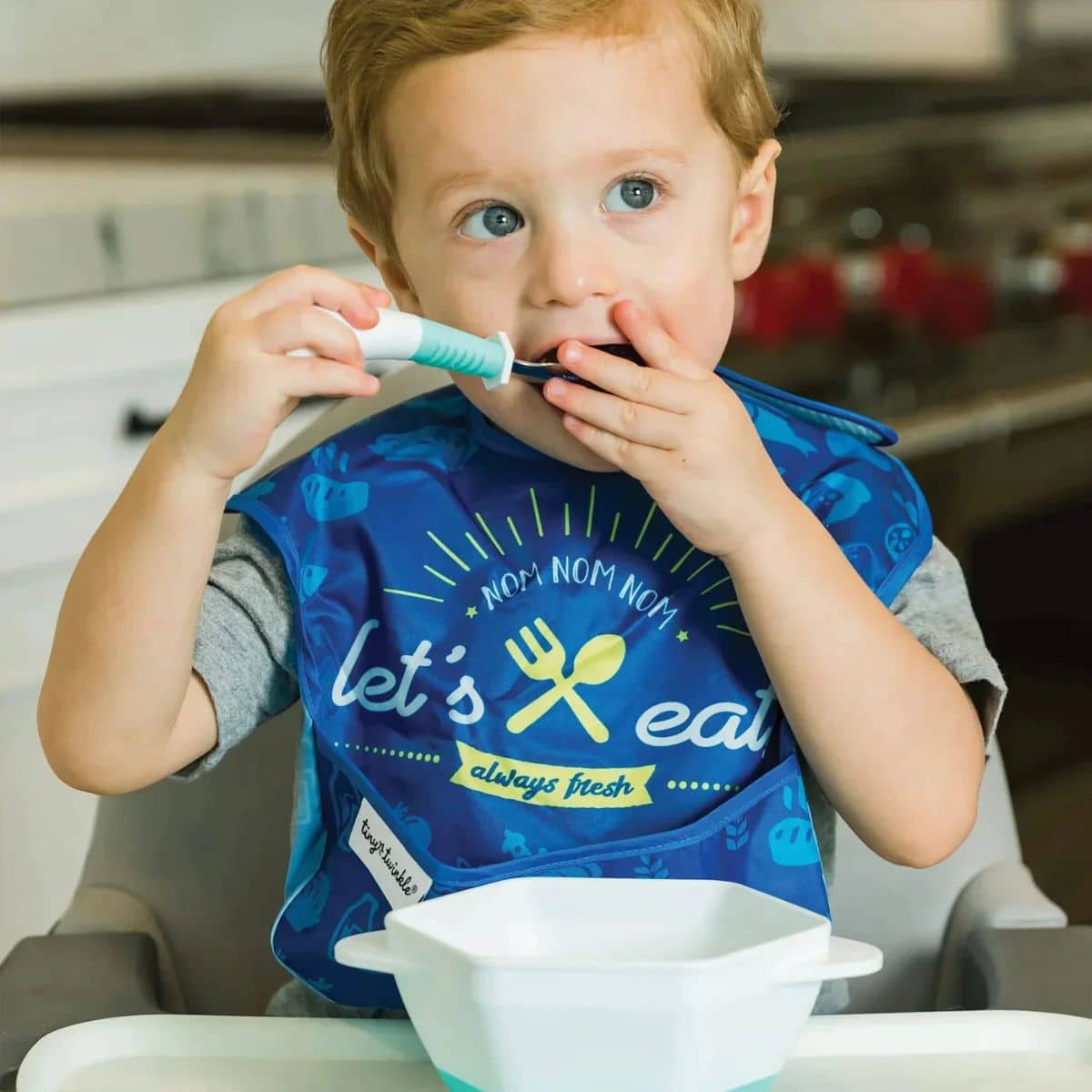 Tiny Twinkle Mess-Proof Easy Bib - Let's Eat