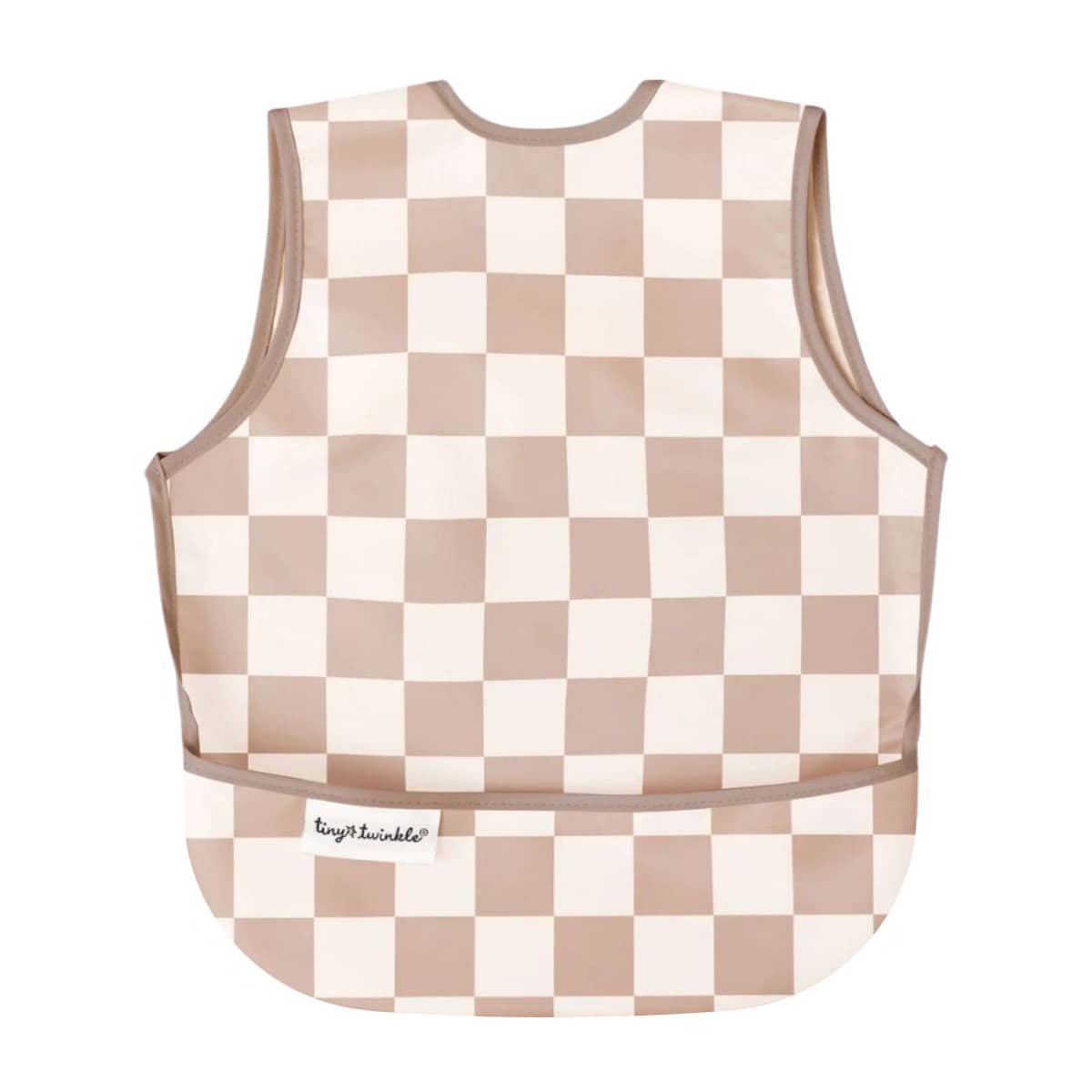 Tiny Twinkle Mess-Proof Apron Bib - Beige Checkers