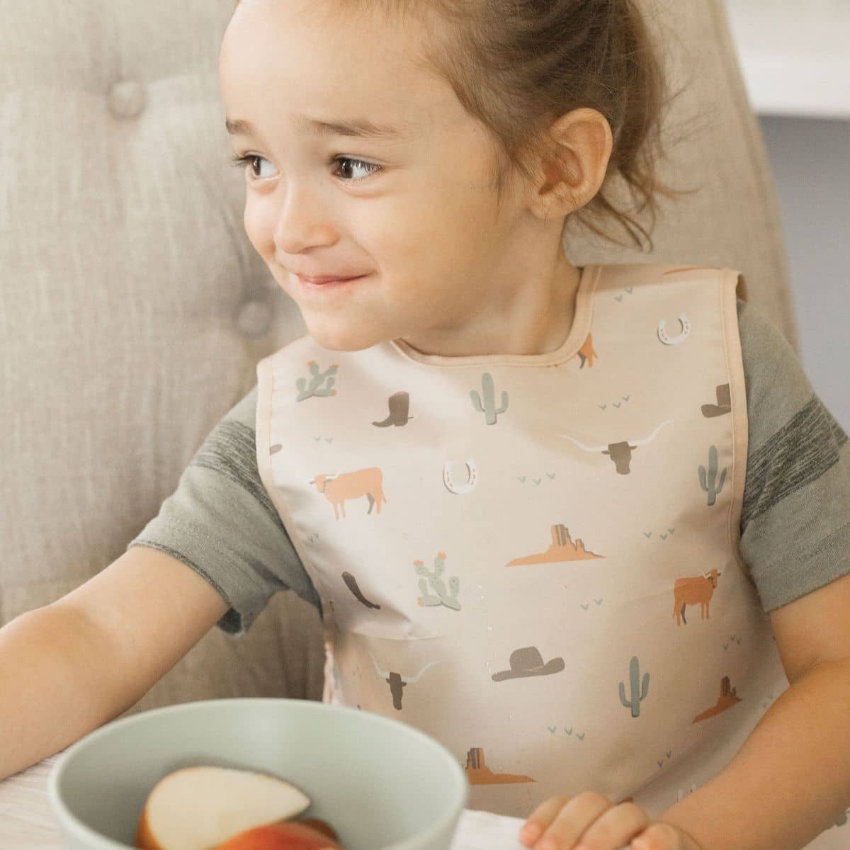Tiny Twinkle Mess-Proof Apron Bib - Cowboy