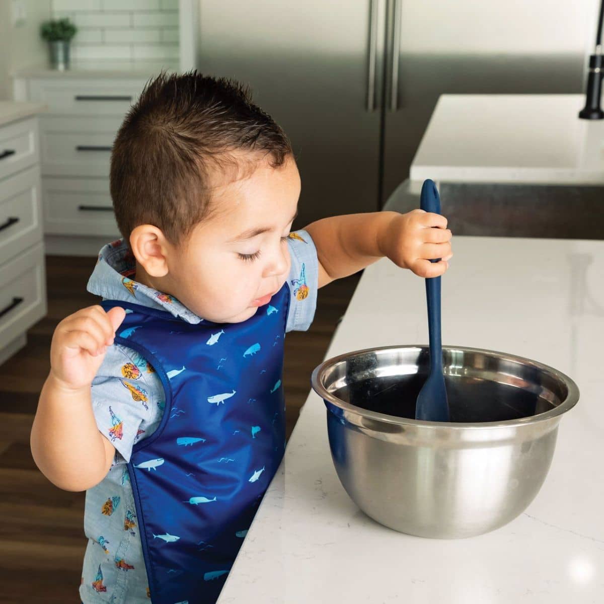 Tiny Twinkle Mess-Proof Apron Bib - Ocean Life