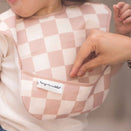 Tiny Twinkle Mess-Proof Easy Bib - Beige Checkers