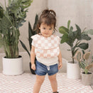 Tiny Twinkle Mess-Proof Easy Bib - Beige Checkers