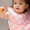 Tiny Twinkle Mess-Proof Easy Bib - Set of 3 - Pink + Beige Checkers