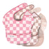 Tiny Twinkle Mess-Proof Easy Bib - Set of 3 - Pink + Beige Checkers