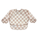 Tiny Twinkle Mess-Proof Full Sleeve Bib - Beige Checkers
