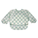 Tiny Twinkle Mess-Proof Full Sleeve Bib - Sage Checkers