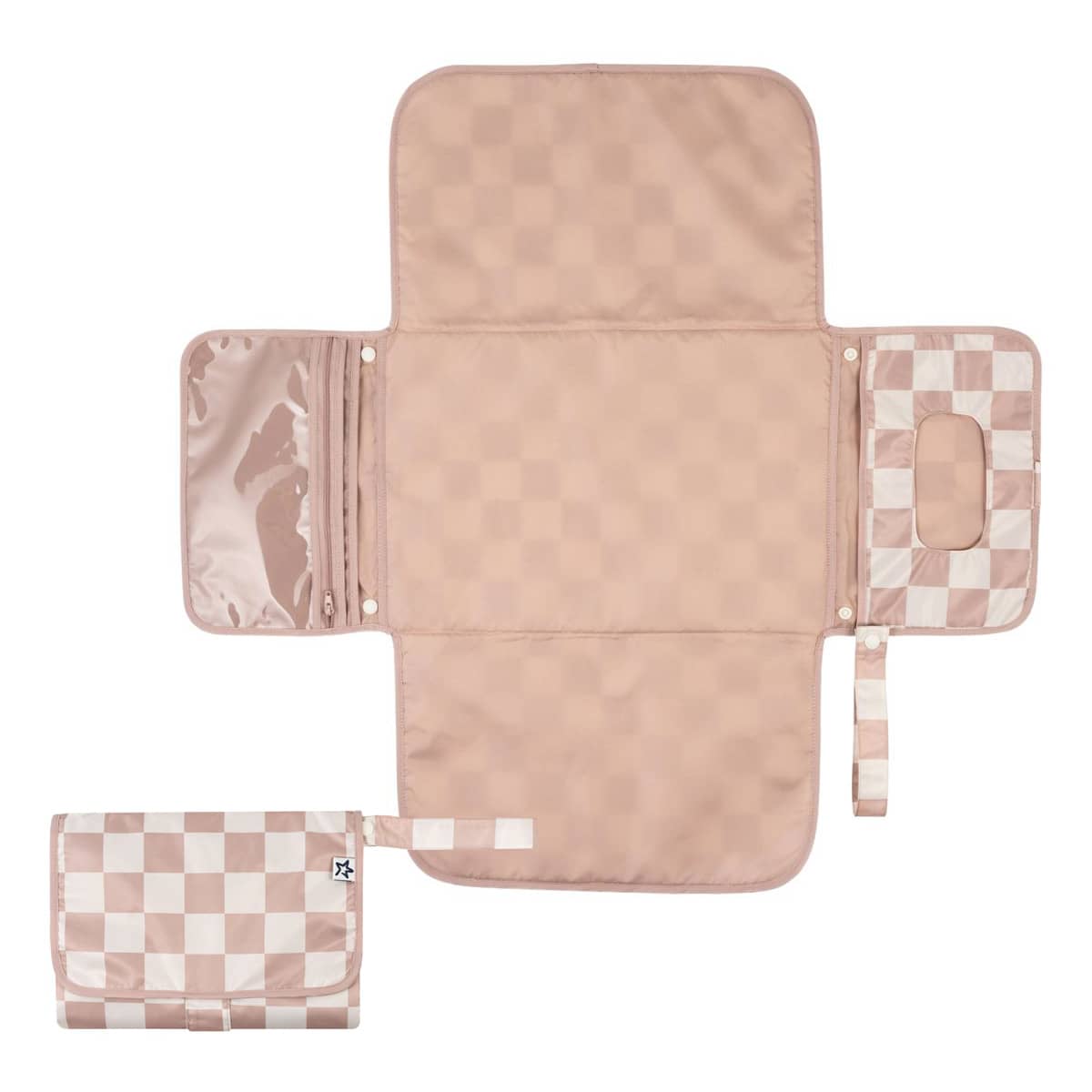 Tiny Twinkle Mess-Proof Portable Nappy Changing Pad - Beige Checkers