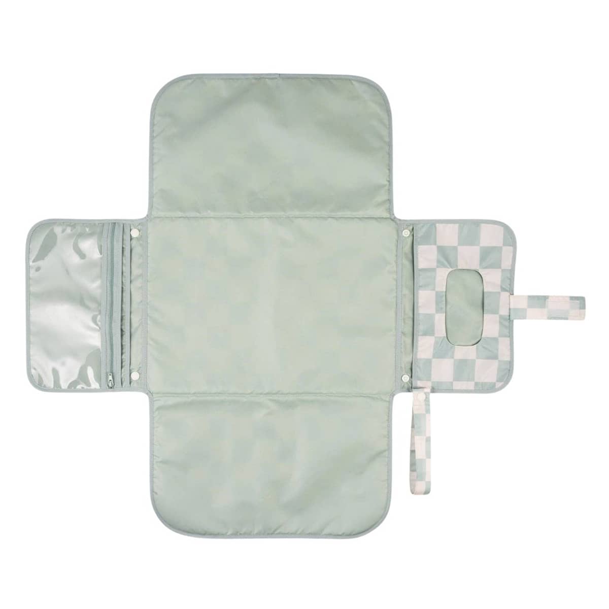 Tiny Twinkle Mess-Proof Portable Nappy Changing Pad - Sage Checkers