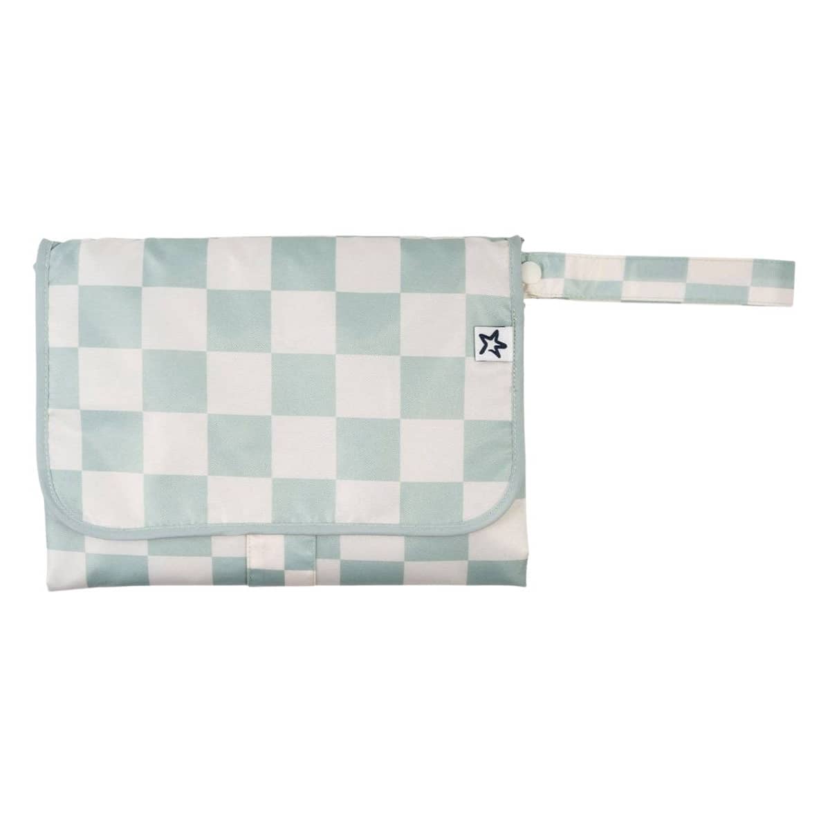 Tiny Twinkle Mess-Proof Portable Nappy Changing Pad - Sage Checkers