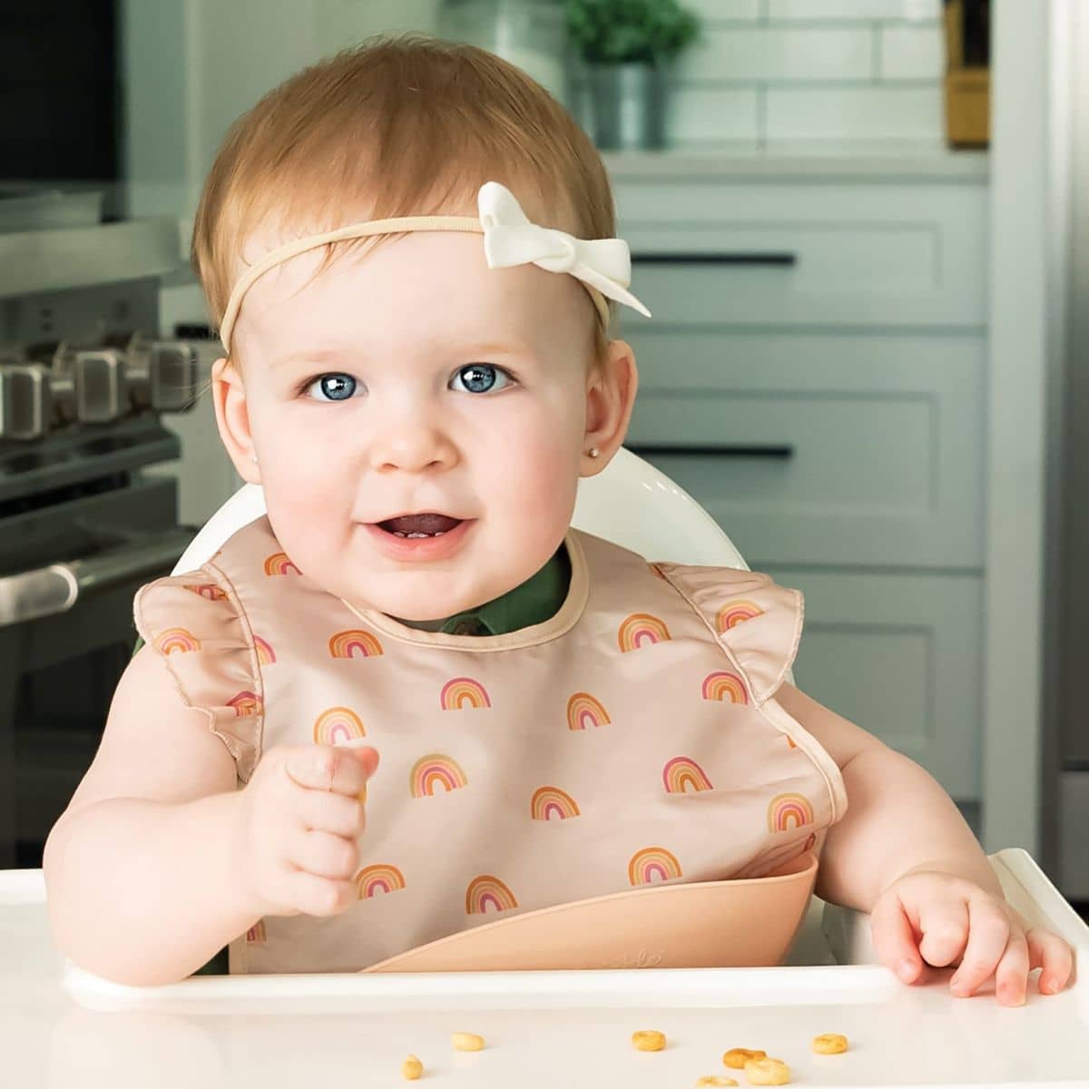 Tiny Twinkle Mess-Proof Silicone Pocket Bib - Boho Rainbow