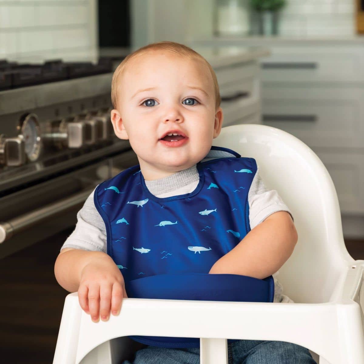 Tiny Twinkle Mess-Proof Silicone Pocket Bib - Ocean Life