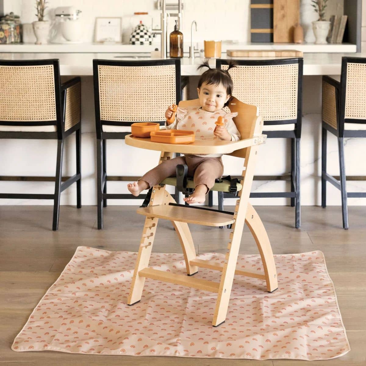 Tiny Twinkle Mess-Proof Splat Mat - Boho Rainbow
