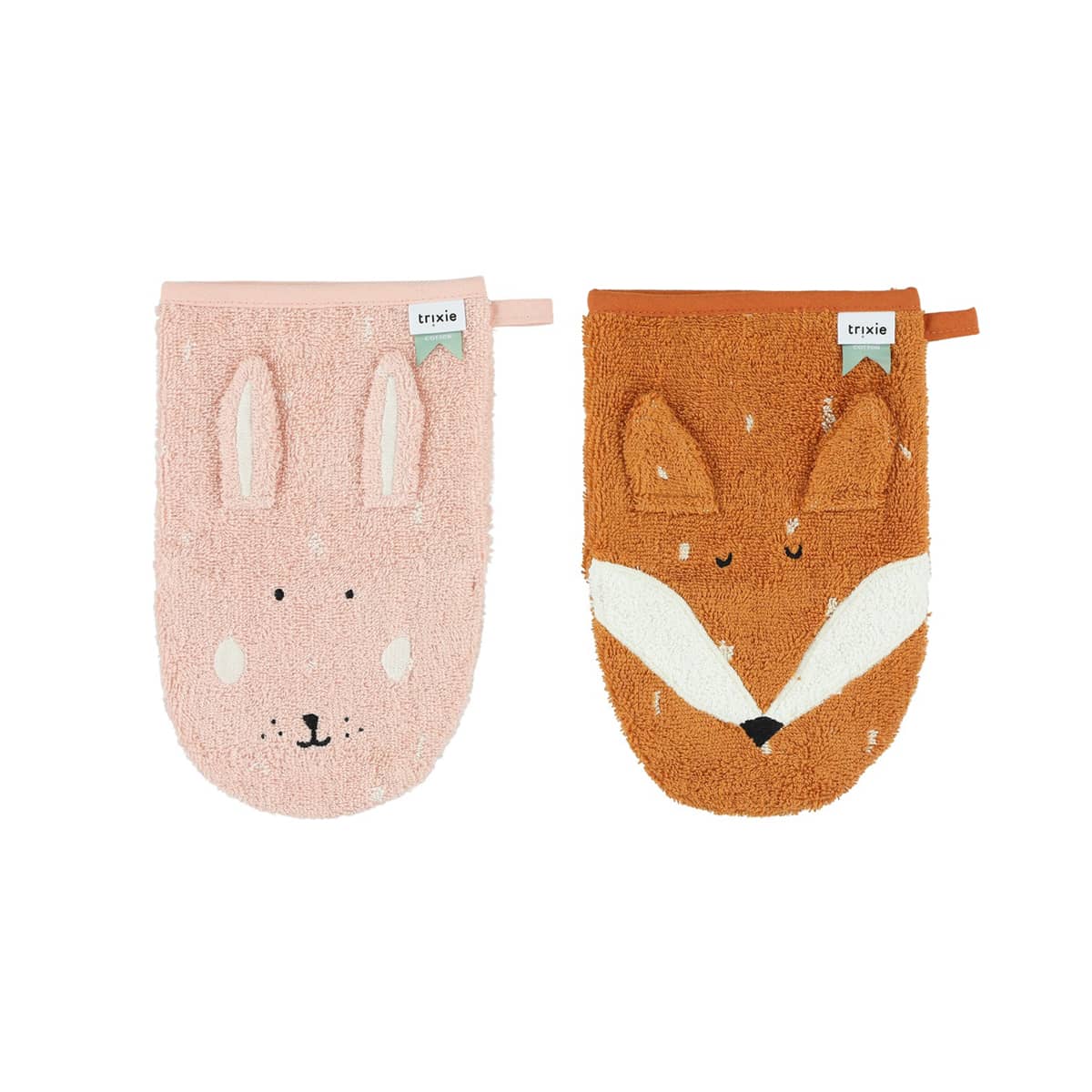Trixie Organic Washcloths 2 Pack - Mrs. Rabbit / Mr. Fox