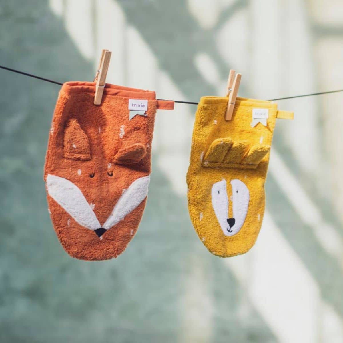 Trixie Organic Washcloths 2 Pack - Mr. Lion / Mr. Fox