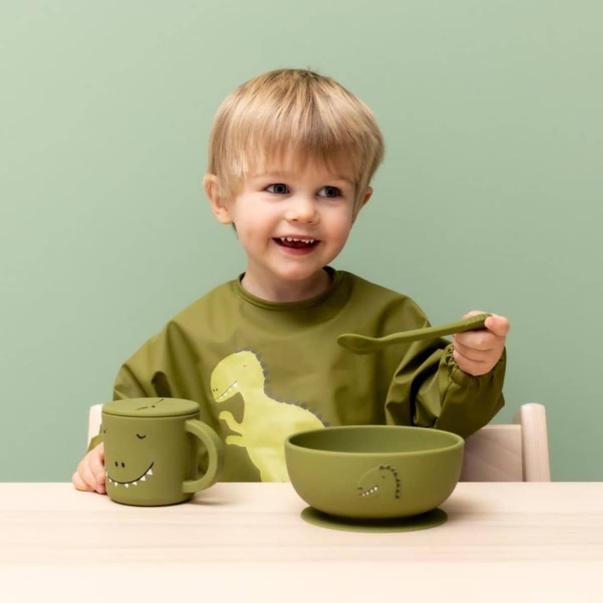 Trixie Waterproof Long Sleeve Bib - Mr. Dino