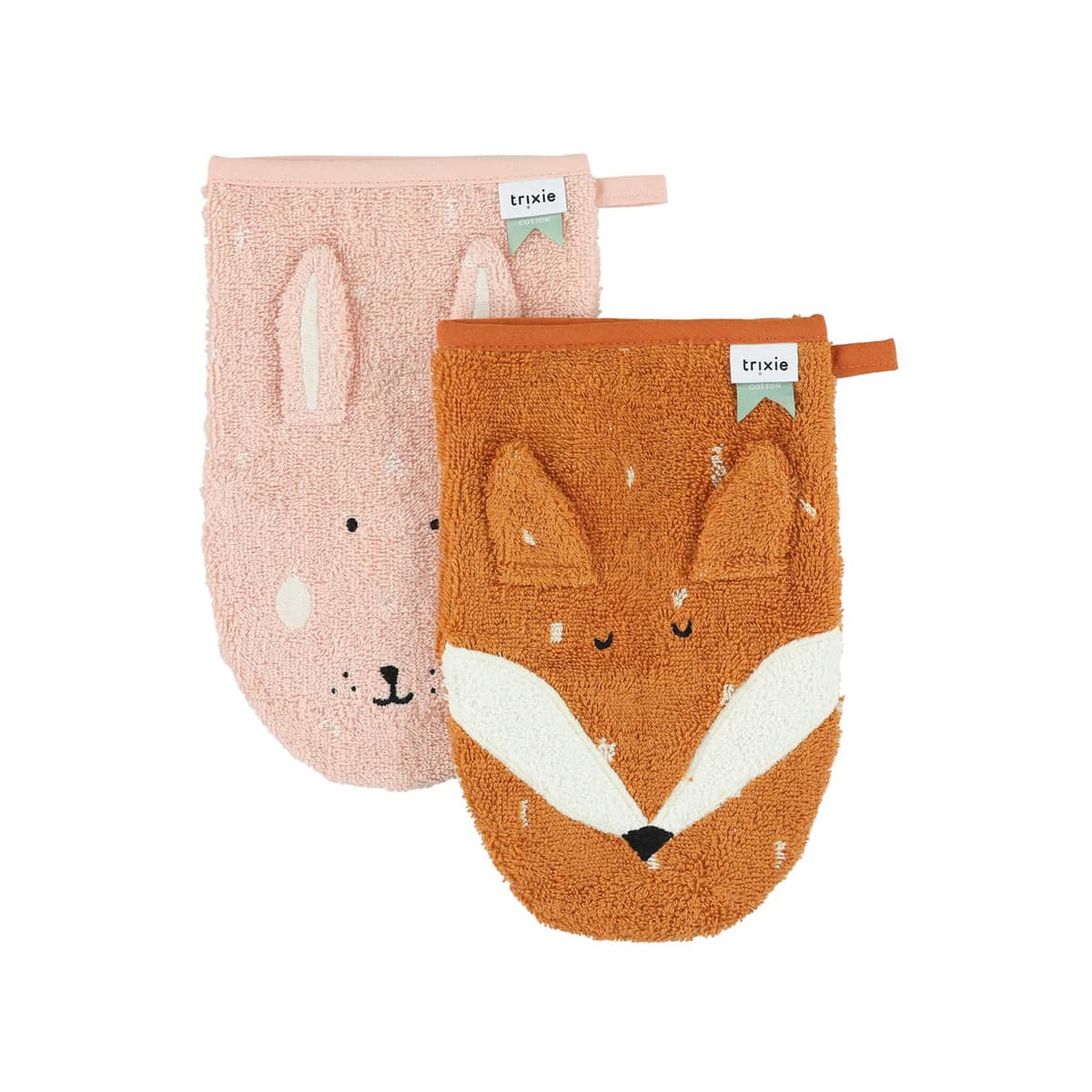 Trixie Organic Washcloths 2 Pack - Mrs. Rabbit / Mr. Fox
