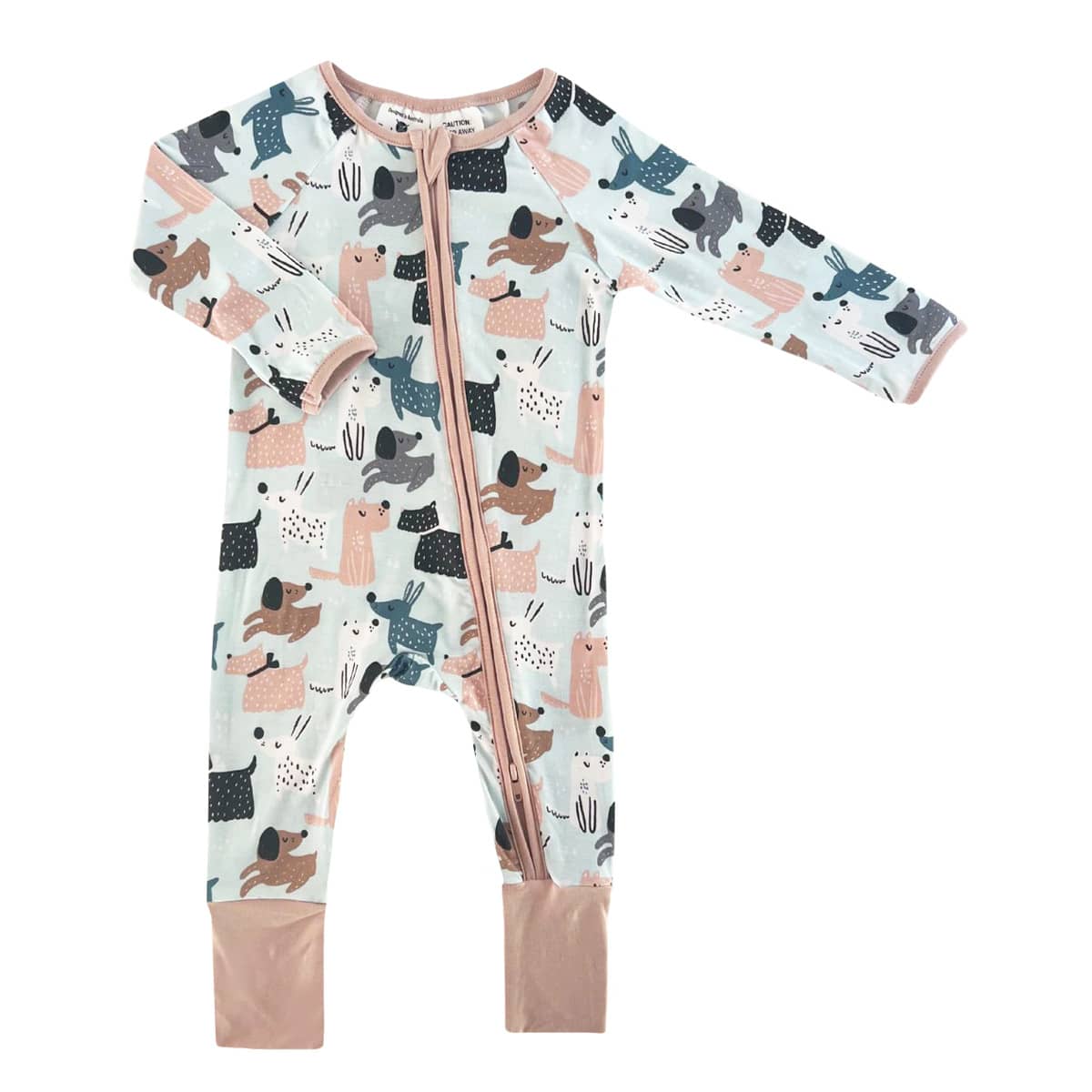 Tuck-in-Time Bamboo Sleep and Play Onesie - Puppy Pals