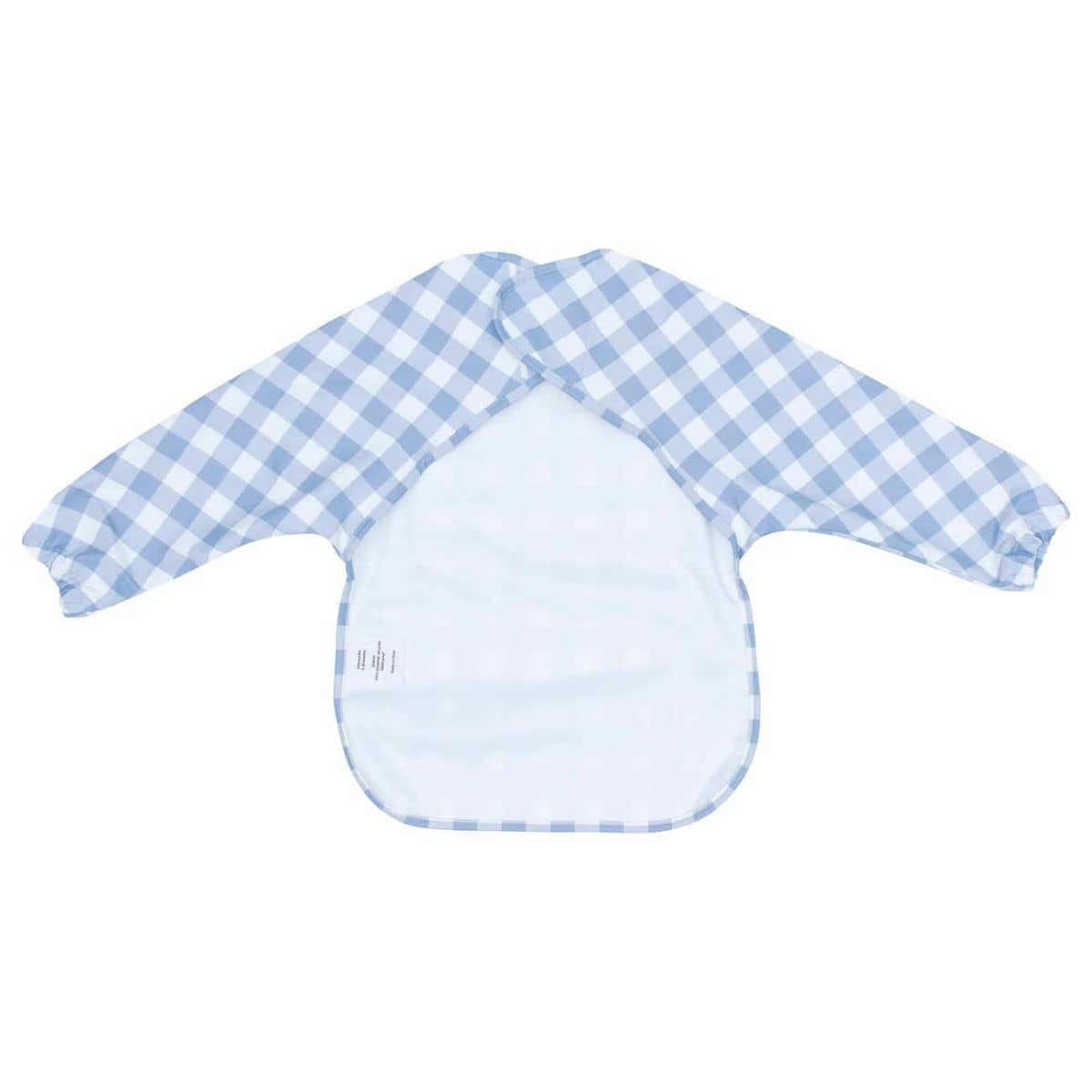 We Might Be Tiny Messie Smock Bib - Baby + Toddler - Blue Gingham