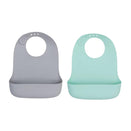 We Might Be Tiny Silicone Catchie Bibs 2.0 - Grey/Mint