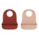 We Might Be Tiny Silicone Catchie Bibs 2.0 - Rust + Beige