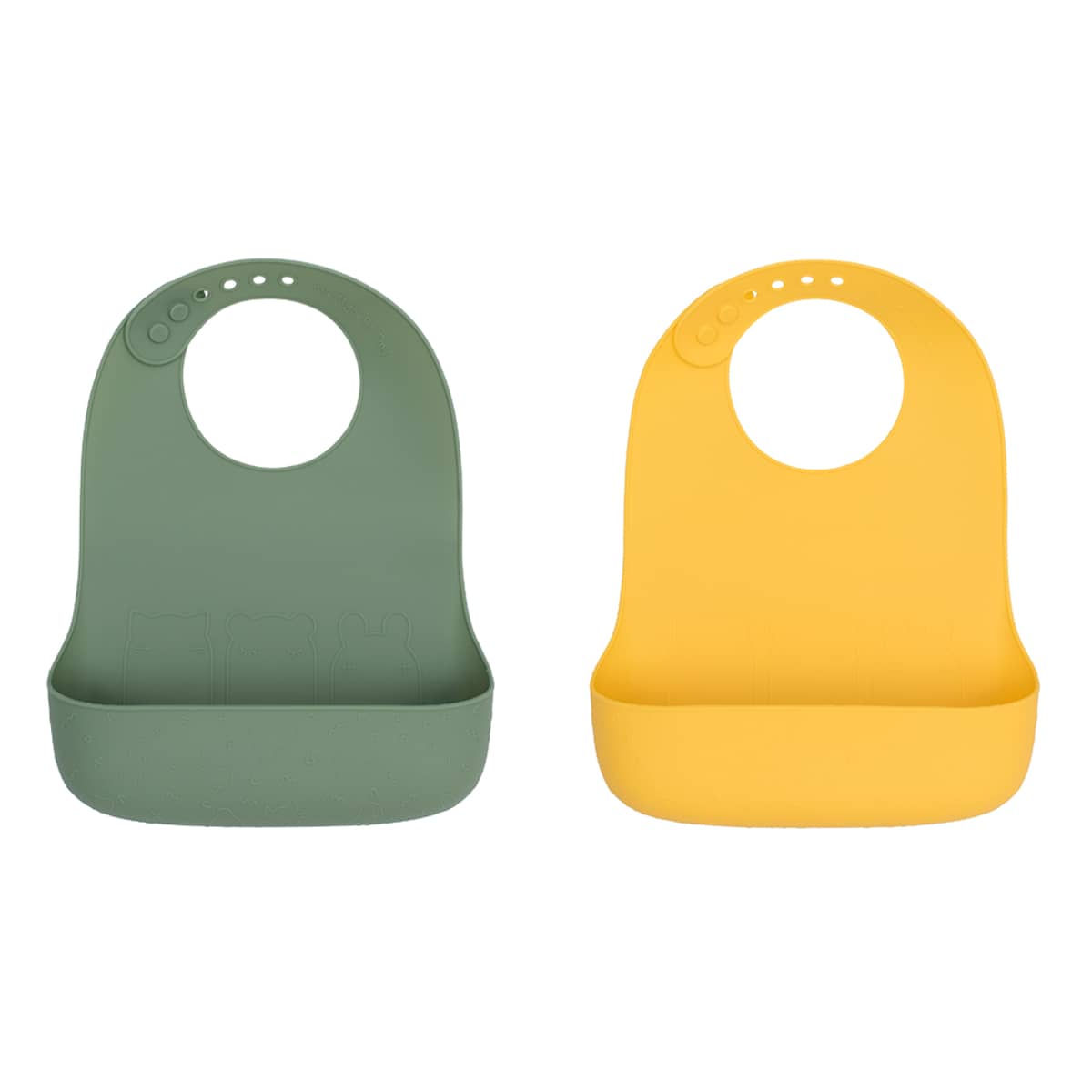 We Might Be Tiny Silicone Catchie Bibs 2.0 - Sage + Yellow