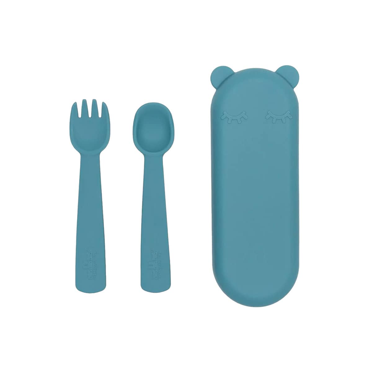 We Might Be Tiny Silicone Feedie Fork & Spoon Set - Blue Dusk