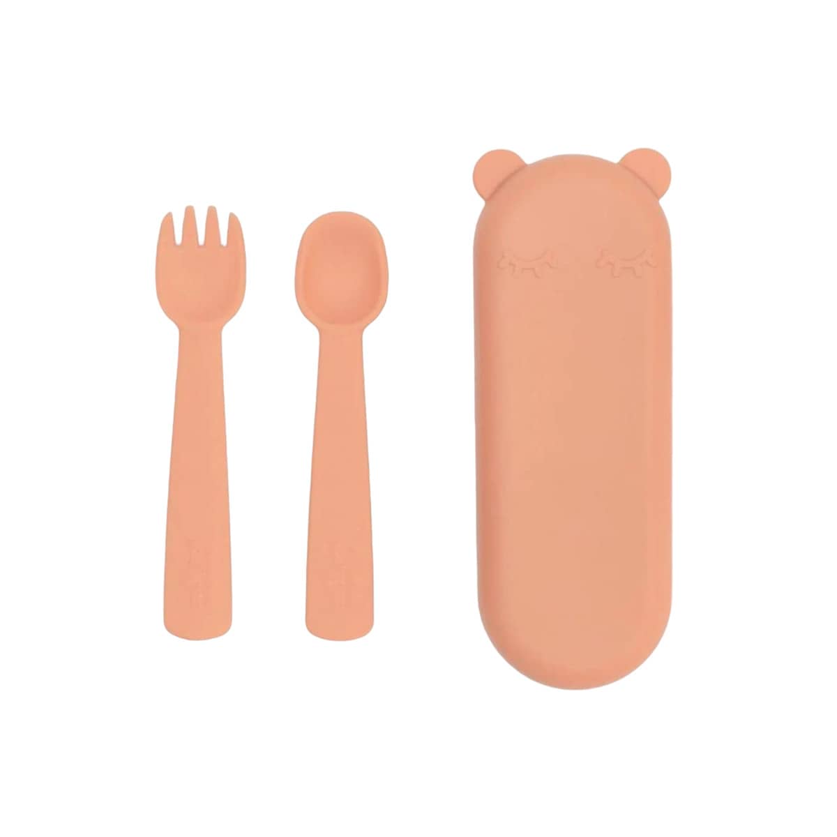 We Might Be Tiny Silicone Feedie Fork & Spoon Set - Dark Peach