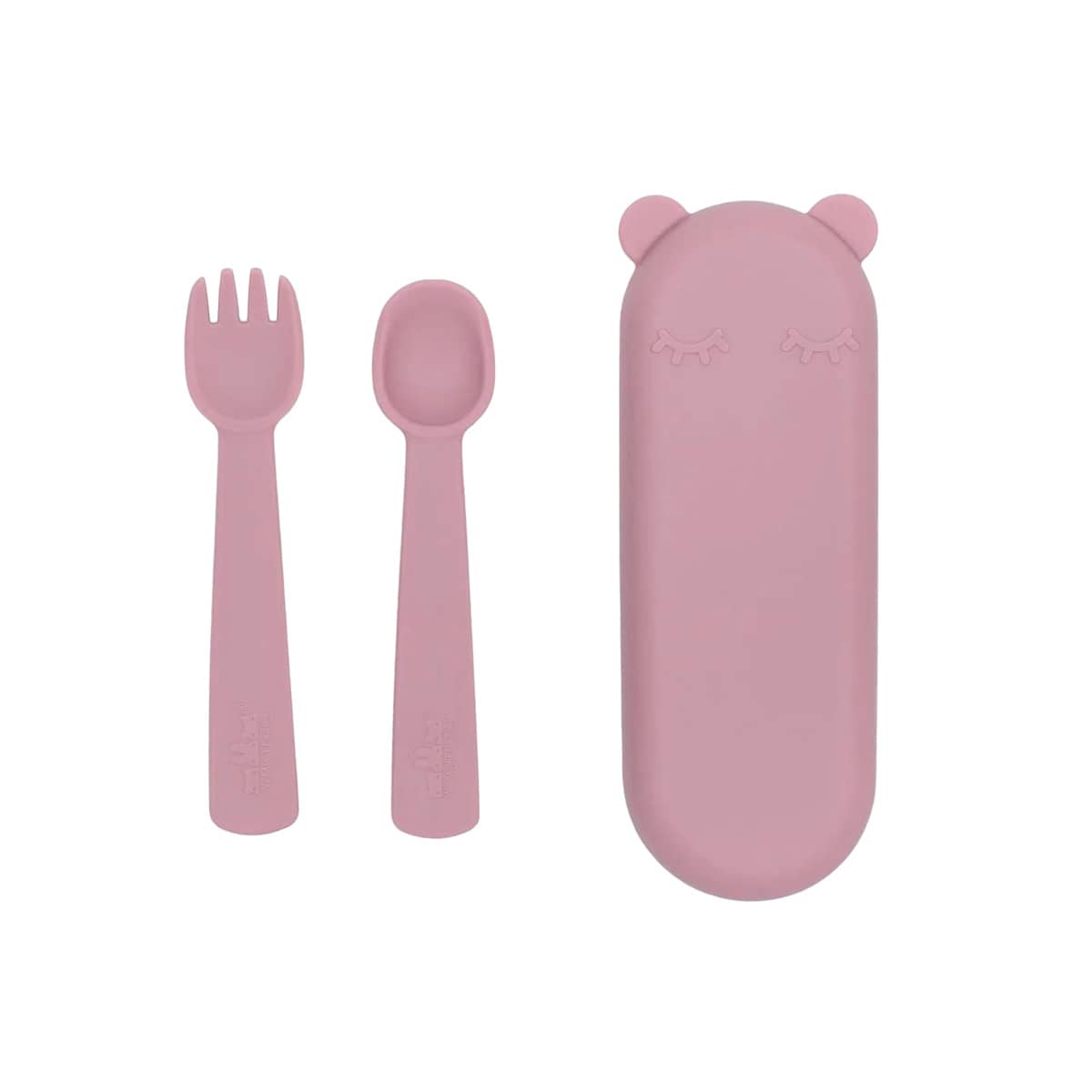 We Might Be Tiny Silicone Feedie Fork & Spoon Set - Dusty Rose