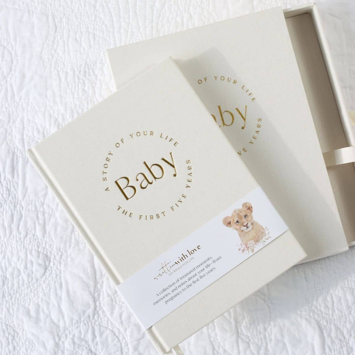 Written With Love Baby Memory Book with Keepsake Box - Classic White